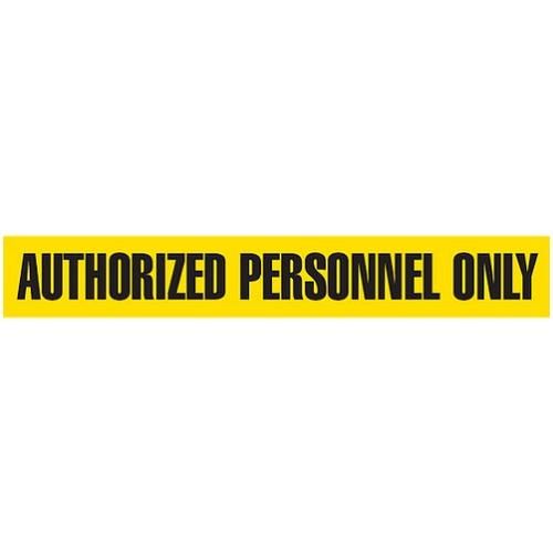 AUTHORIZED PERSONNEL ONLY Dispenser Boxed Barricade Tape - Yellow (Pack of 12 Rolls)