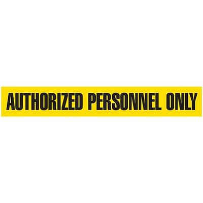 AUTHORIZED PERSONNEL ONLY Dispenser Boxed Barricade Tape - Yellow (Pack of 12 Rolls)
