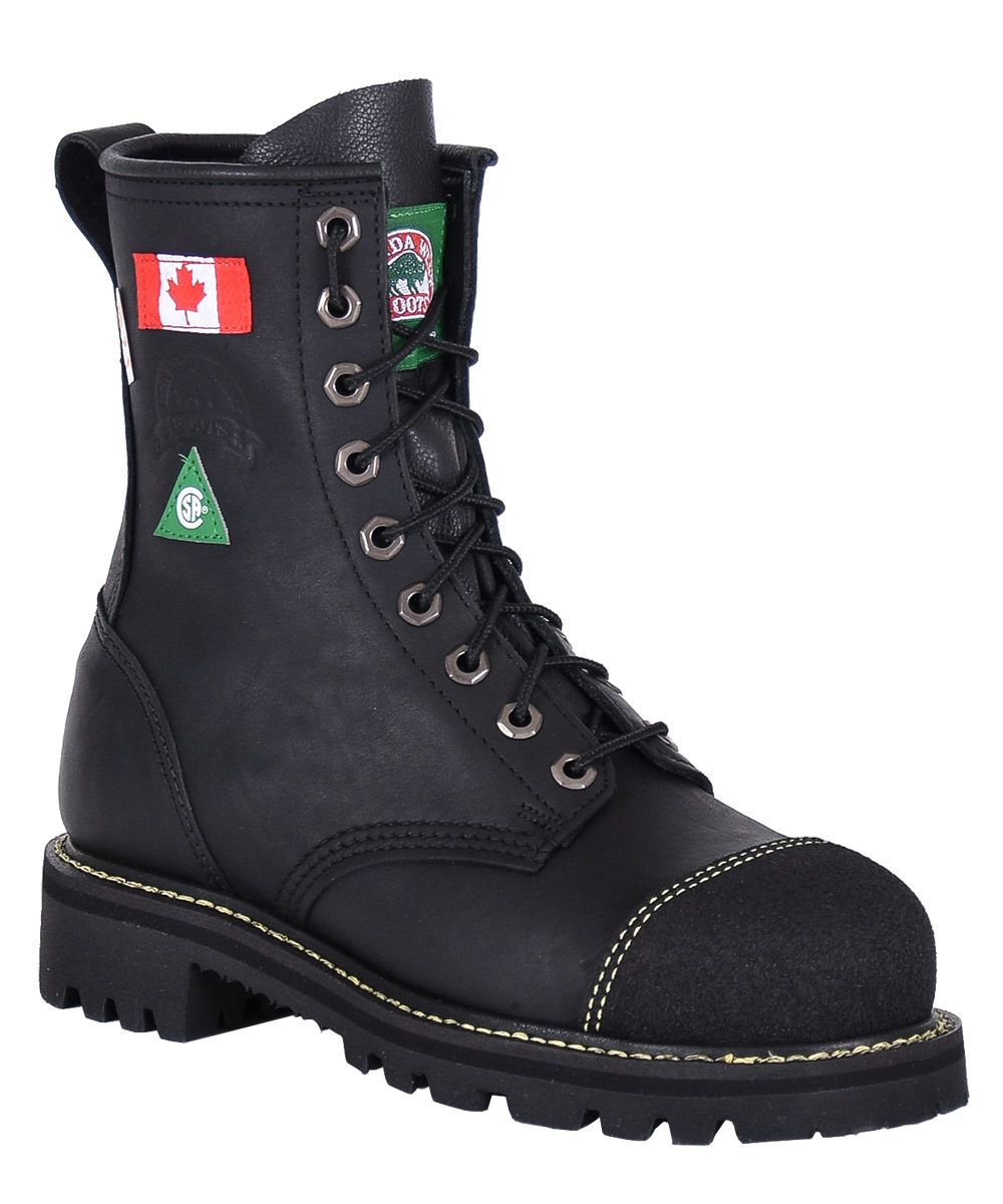 Ladies' Canada West? Work Boots &amp; Bikers with Vibram soles - 8" Black Loggertan ST/PRI/ESR