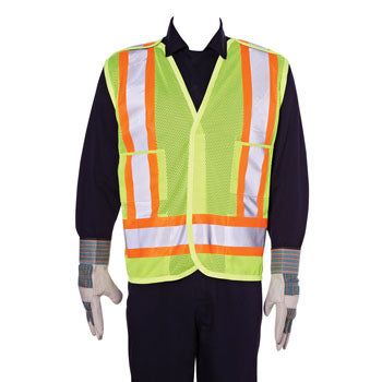 ANSI Type R Class 2 and CSA Z96 Two-Tone X-Back Breakaway Mesh Vest with "D" Ring Access | Dynamic