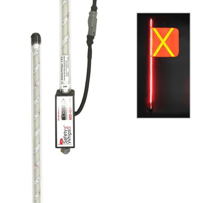 Super Duty Fully Lit Red LED Whip with 16"x16" Orange Flag (Yellow X)
