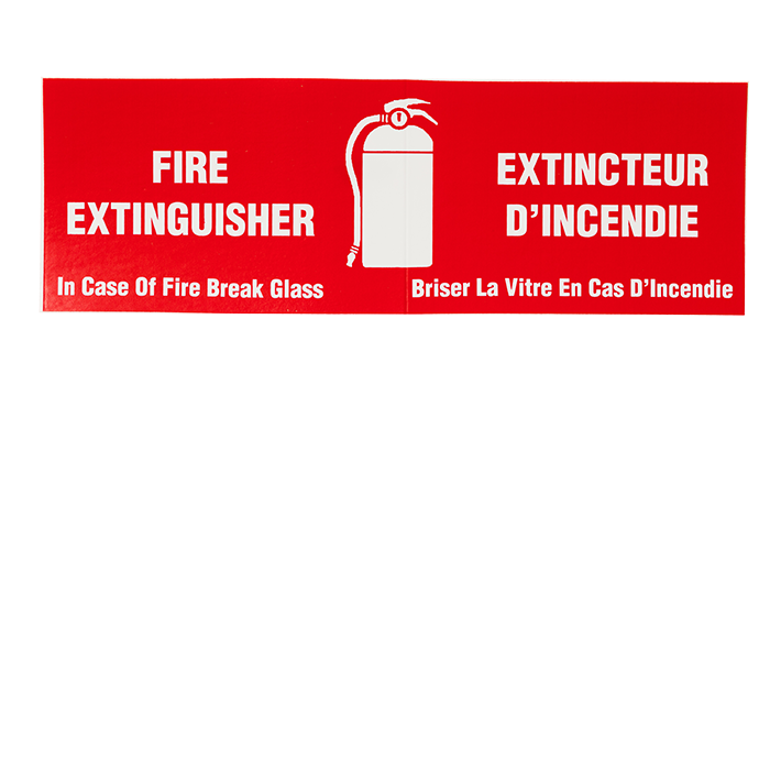 Vinyl Self Adhesive Signs - "Fire Extinguisher - In Case of Fire Break Glass" - 6" x 2"