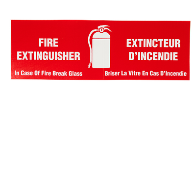 Vinyl Self Adhesive Signs - "Fire Extinguisher - In Case of Fire Break Glass" - 6" x 2"