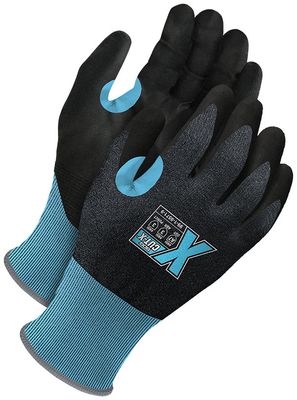 Blue 21G Seamless Knit Cut Resistant Black PU Palm w/ Touchscreen - Pack of 12 | Cut Level A7