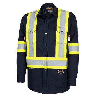 FR-Tech? Hi-Vis 88/12 7-Oz FR/ARC-Rated Safety Shirt - Navy