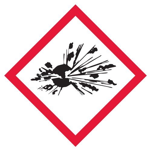 2" x 2" Exploding Bomb Pictogram Label - 500/roll