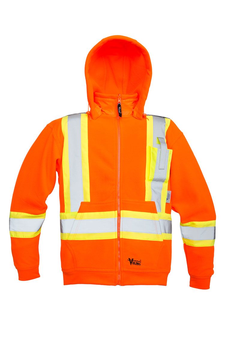 Hi-Vis Hooded Zip Safety Sweatshirt  | Viking 6420JO/6420JG/6420BK   Safety Supplies Canada