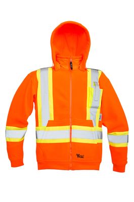 Hi-Vis Hooded Zip Safety Sweatshirt  | Viking 6420JO/6420JG/6420BK   Safety Supplies Canada