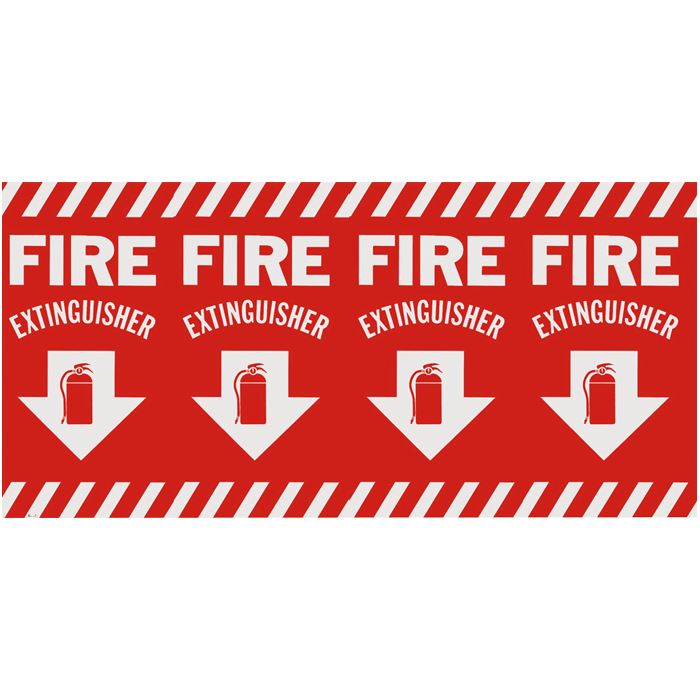Vinyl Self Adhesive Sign - Wrap Around Column Fire Extinguisher Arrow - 24-1/2" x 12-1/2"