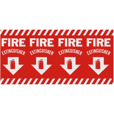 Vinyl Self Adhesive Sign - Wrap Around Column Fire Extinguisher Arrow - 24-1/2" x 12-1/2"