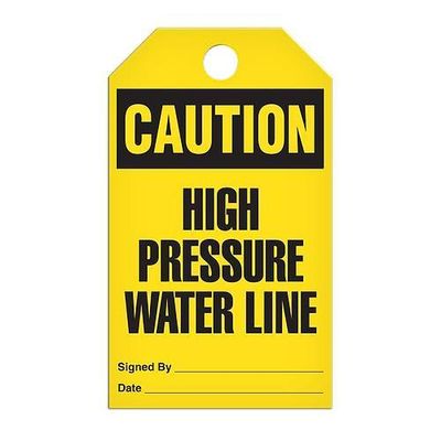 Caution "High Pressure Water Line" Tag - 25/pkg
