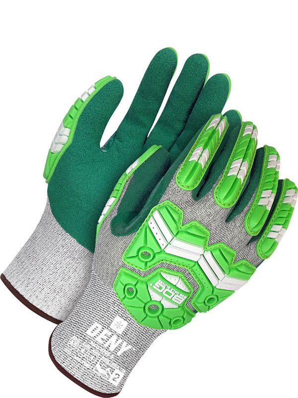 Waterproof, Touchscreen Lined HPPE Sandy Nitrile, TPR Impact | Cut Level A6