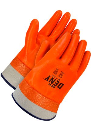 Coated PVC Safety Cuff Polyester/Acrylic Lined Hi-Viz Orange | Pack of 12 99-1-7341 Bob Dale Gloves