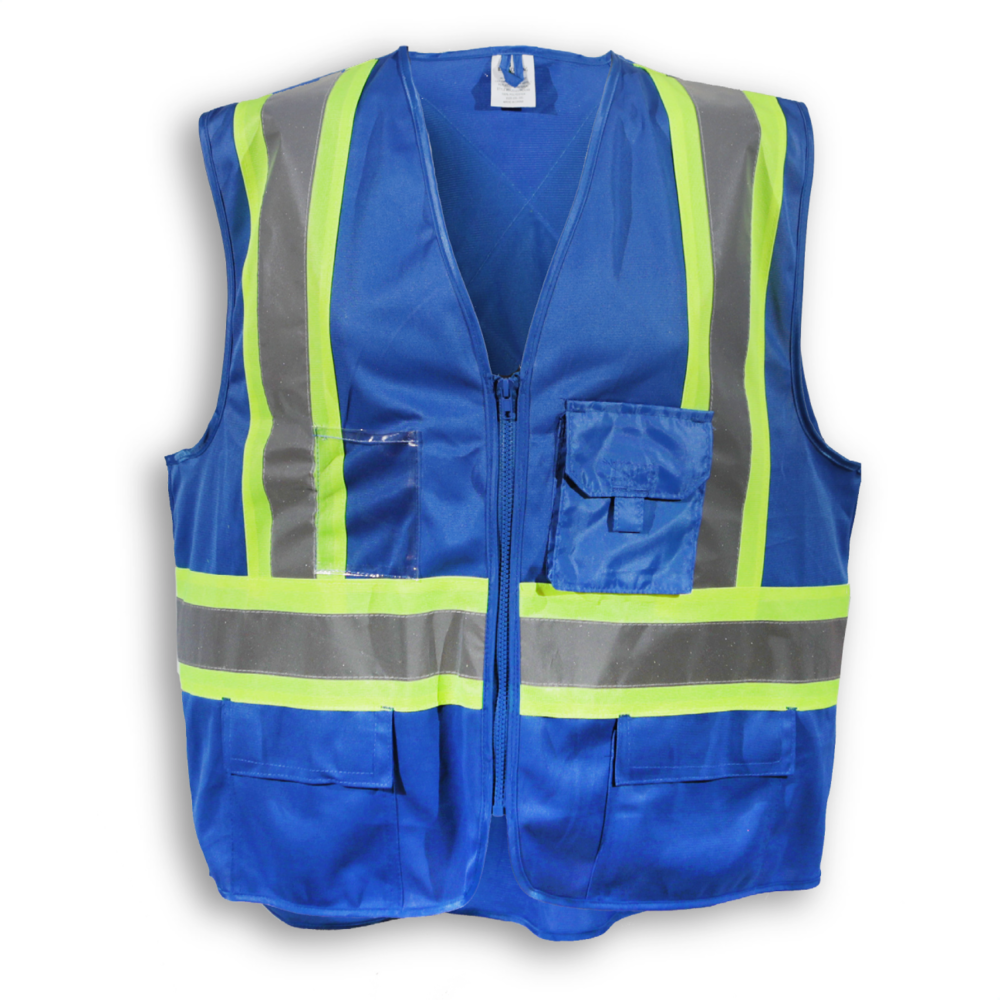 100% Polyester Safety Vest Royal Blue | Big K BK203ZIP-RB   Safety Supplies Canada