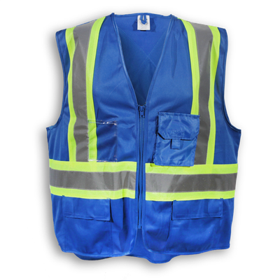 100% Polyester Safety Vest Royal Blue | Big K BK203ZIP-RB   Safety Supplies Canada