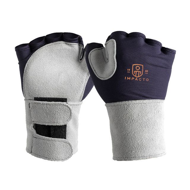 IMPACTO Anti-Impact Nylon Glove with Suede Leather Cover with Detachable Leather Wrist Support- Fin…