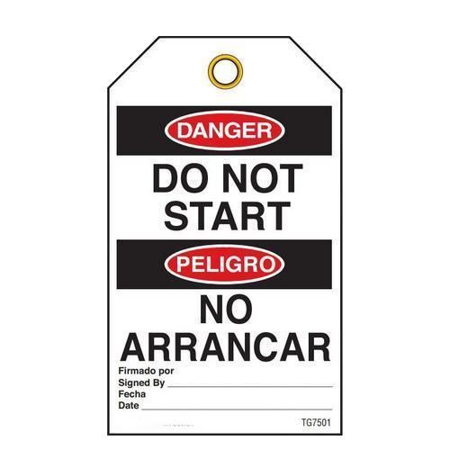 Danger "Do Not Start" Bilingual E/S Tag - 25/pkg