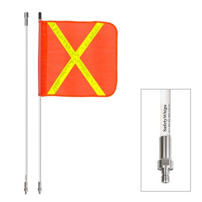 2 Piece (Breakdown), Non-powered, Quick Disconnect, Heavy Duty Whip with 16"x16" Orange Flag (Yello?