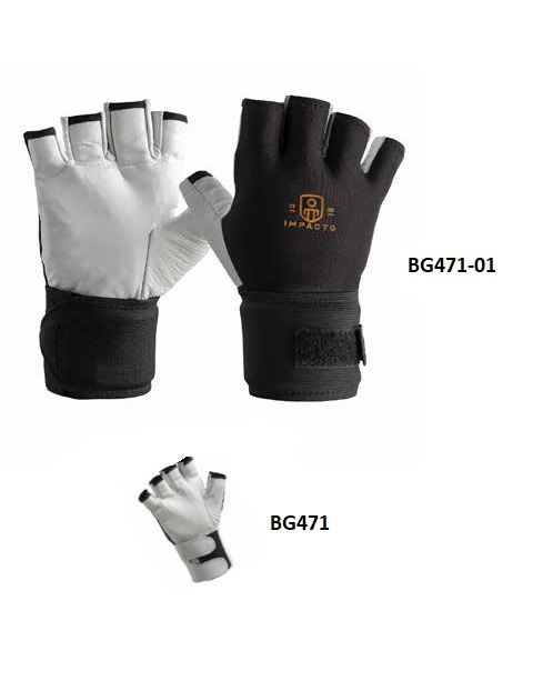 IMPACTO Anti-Vibration Air Glove with Leather Wrist Support - Half Finger BG471 Impacto