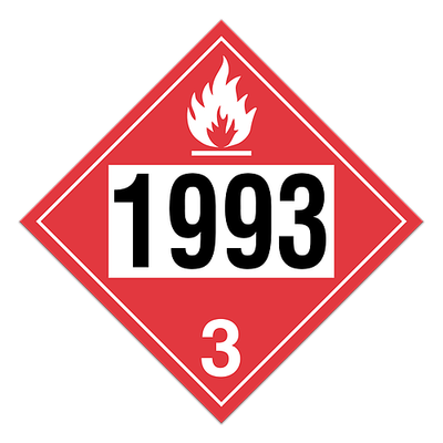 Flammable Liquid | Class 3 Placard (100/pkg) | INCOM TT300SS1993/TT300PS1993 INCOM