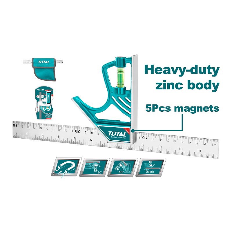 12" Magnetic Lock Combination Square TMT653005 Total Tools Canada