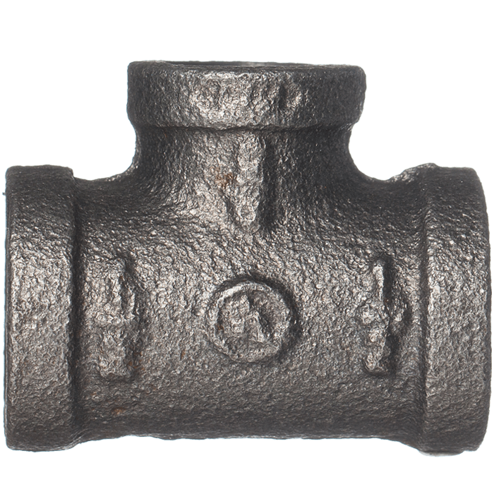 1/2" x 1/2" x 3/8" Reducing Tee - Black BP45 RS Steel