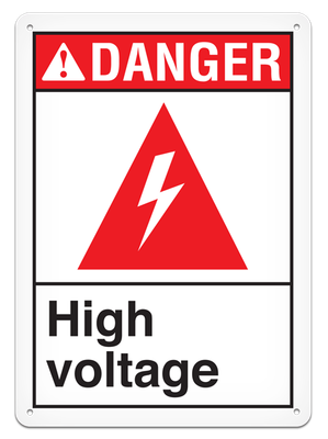 DANGER - High Voltage Safety Sign for Major Hazard Situations- 10"x14" ANS1009 INCOM