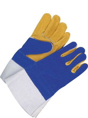 Welding Glove Split Leather Gauntlet Kevlar Sewn Blue/Gold | Pack of 6 60-1-887 Bob Dale Gloves