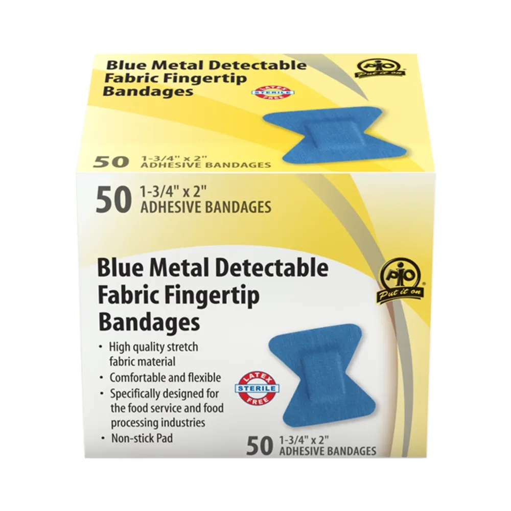 Metal Detectable Fabric Fingertip Bandage - 5 x 4.5cm - 50/Box F1595750 WASIP