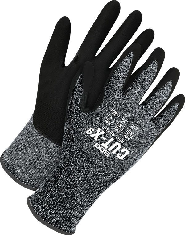 18 Gauge Grey Cut Resistant Black NBR Palm w/ Touchscreen | Cut Level A9