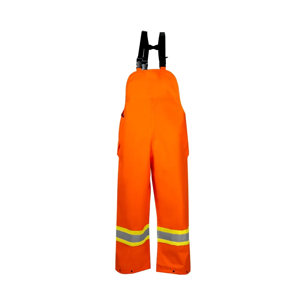 Premium Hi Vis Ripstop Rain Bib Overall, Orange