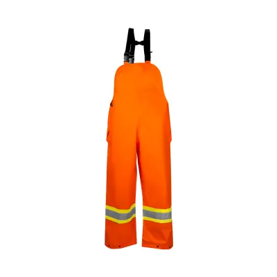 Premium Hi Vis Ripstop Rain Bib Overall, Orange