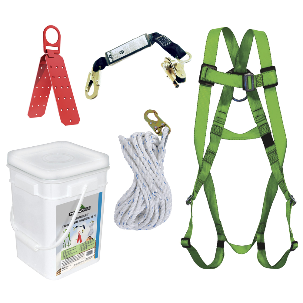 Compliance Roofer's Kit - Reusable Bracket - Integral ADP Rope Grab - 25'(7.6 m) RK4-25 Peakworks