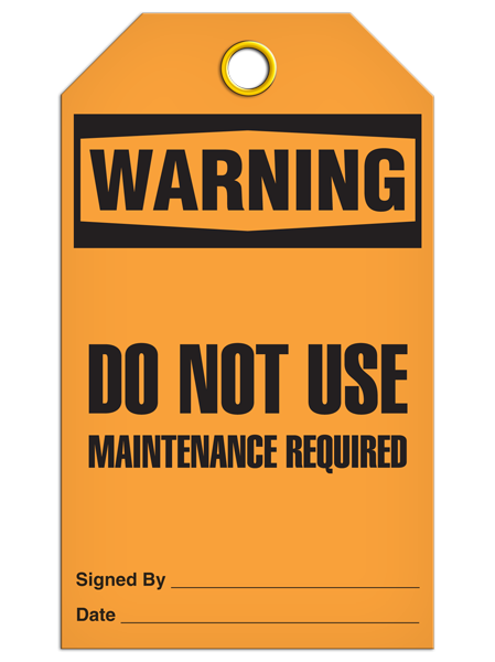 Warning Do Not Use Maintenance Required Tag  PKG/25 TG4028 INCOM