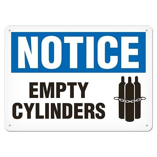 OSHA Safety Sign | Notice Empty Cylind  | INCOM SS4012V, SS4012A, SS4012P, SC4012V, SC4012A, SC4012…