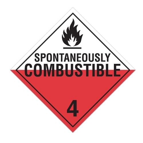 Class 4.2 "Spontaneously Combustible 4" Sign (Pack of 100 pcs) TA420 INCOM