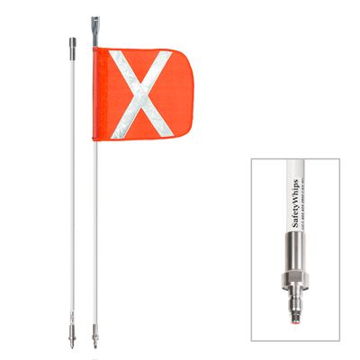 2 Piece (Breakdown), Powered, Quick Disconnect, Heavy Duty Whip with 11.5"x11.5" Orange Flag (White?