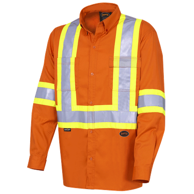 Hi-Viz Cotton Long-Sleeved Safety Shirt  | Pioneer 4441 Pioneer