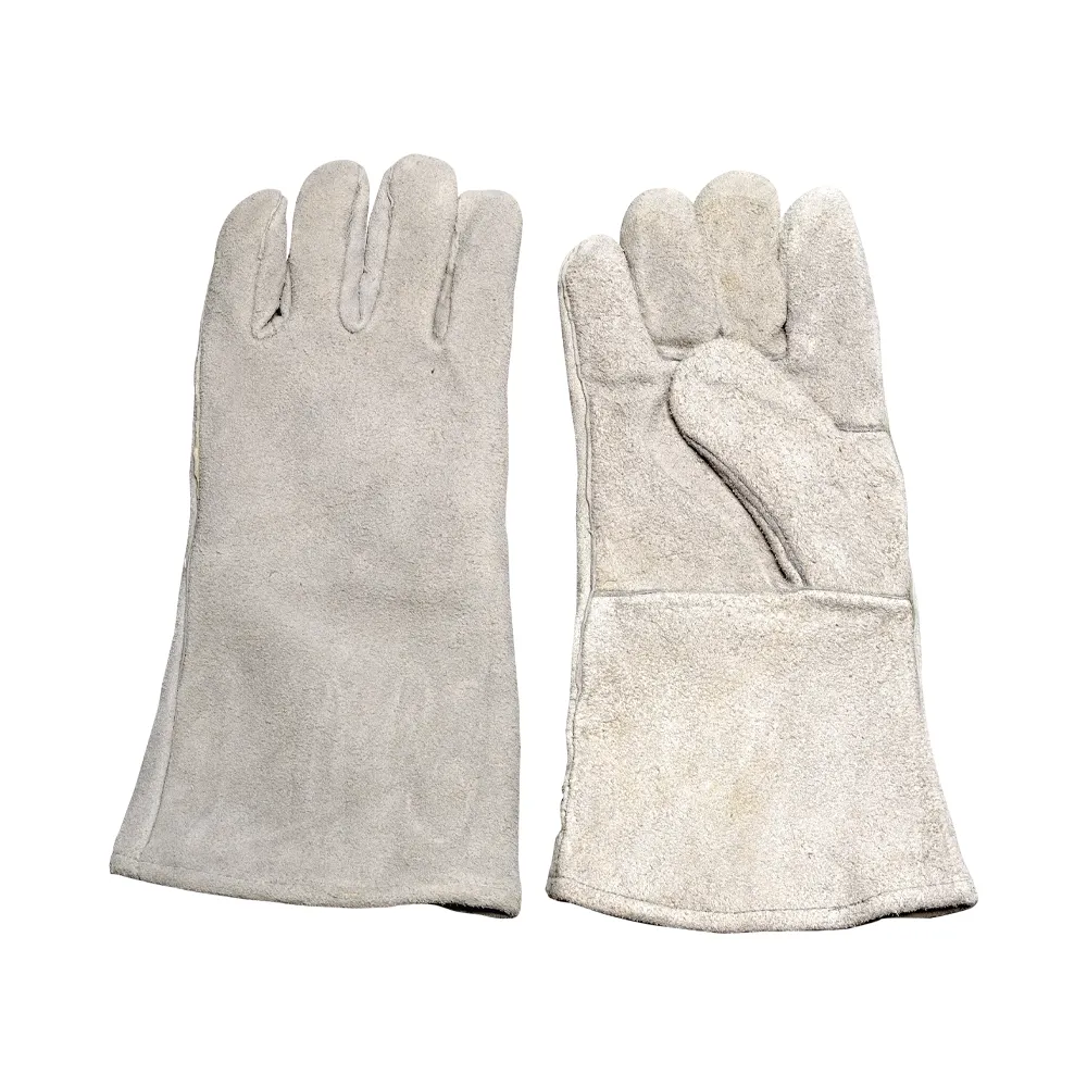 Welders Gloves - Five Finger Grey Split Leather - 14in - pair 290410 WASIP