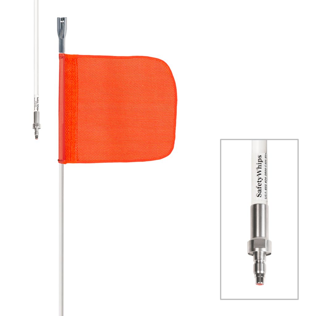 1 Piece, Powered, Quick Disconnect, Heavy Duty Whip with 11.5"x11.5" Orange Flag
