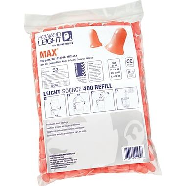 Max Single-Use Earplugs | Bulk Refill | 200 Pairs SAO209 Howard Leight