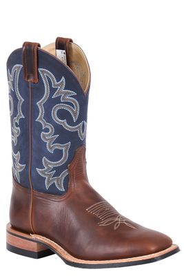 Men?s BRAHMA? Ropers with Canada West? Fine Rib soles - 11" Pecan Tumbled / Tussuto Navy