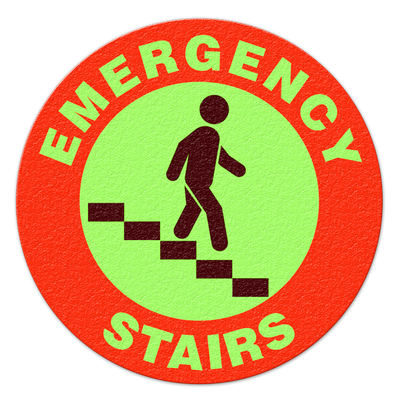EMERGENCY STAIRS (Glow) - Floor Sign FS1004GL INCOM