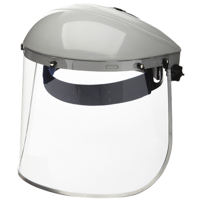 Clear Aluminum Bound Polycarbonate Face Shield, Ratchet Headgear S30110   Safety Supplies Canada