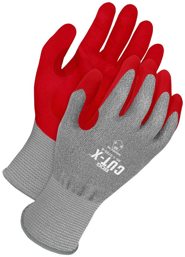 18G Grey HPPE Red Sandy Nitrile Padded Palm | Cut Level A9 | Pack of 6