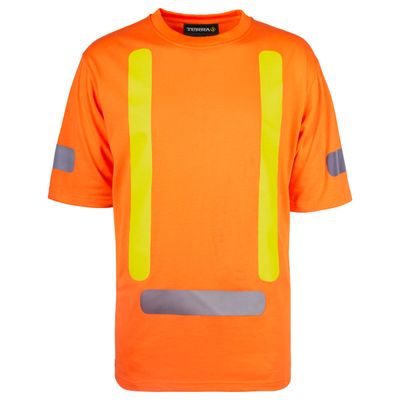Terra Hi-Vis Short Sleeve T-Shirt - RFLT Tape 116619OR Groupe BBH