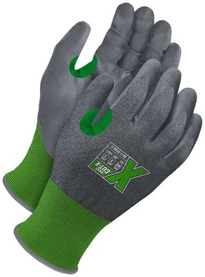 Green 21G Seamless Knit Cut Resistant Grey NBR Palm w/ Touchscreen - Pack of 12 | Cut Level A6