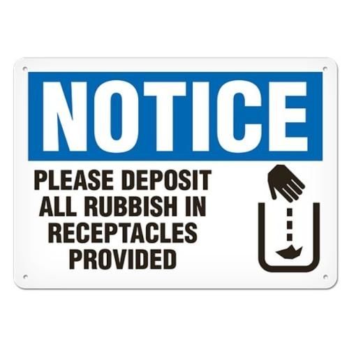 OSHA Safety Sign | Notice Please Depo  | INCOM SS4023V, SS4023A, SS4023P, SC4023V, SC4023A, SC4023P…