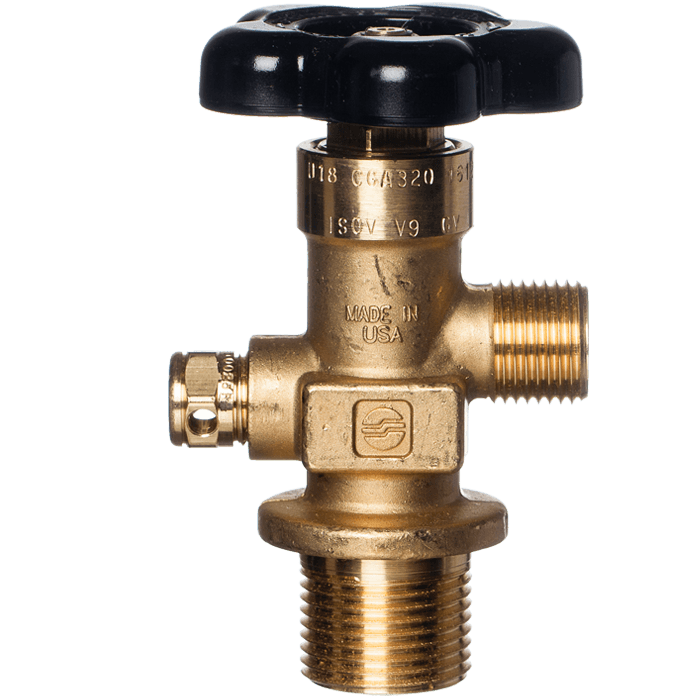 Sherwood Brass Commercial CO2 Valve for 1-1/8" Straight Thread Aluminum Cylinders CMA10 RS Steel