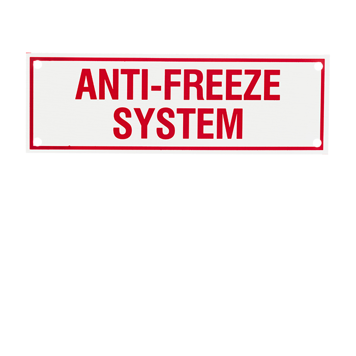 Aluminum Signs - Anti-Freeze System - 6" x 2" A224 RS Steel